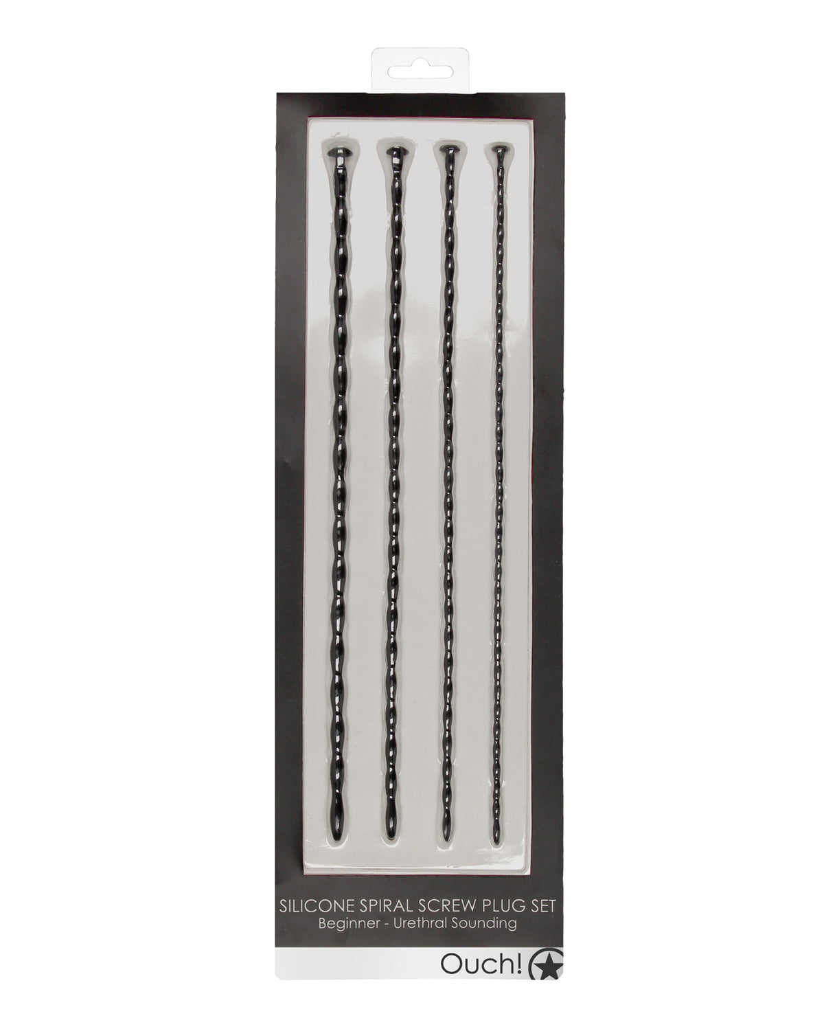 Shots Ouch Beginner's Urethral Sounding Silicone Spiral Screw Plug Set - Black