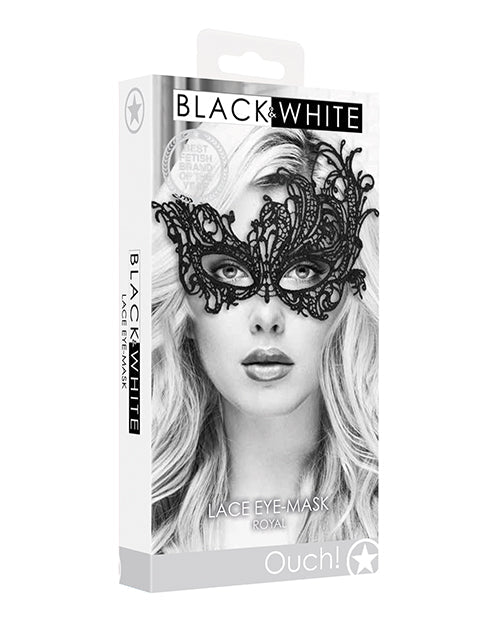 The Soft Hum Shots Ouch Black & White Lace Eye Mask - Royal Black