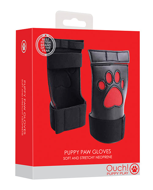 The Soft Hum Shots Ouch Puppy Play Paw Cut-Out Gloves - Red