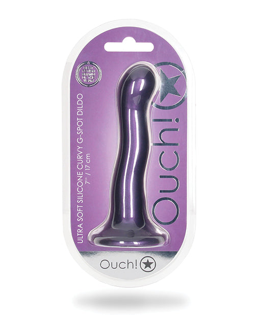 The Soft Hum Shots Ouch 7" Curvy G-Spot Dildo - Metallic Purple