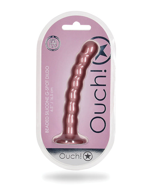 The Soft Hum Shots Ouch 6.5" Beaded G-Spot Dildo - Rose Gold