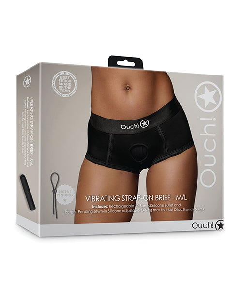 The Soft Hum Shots Ouch Vibrating Strap On Brief - Black M/L