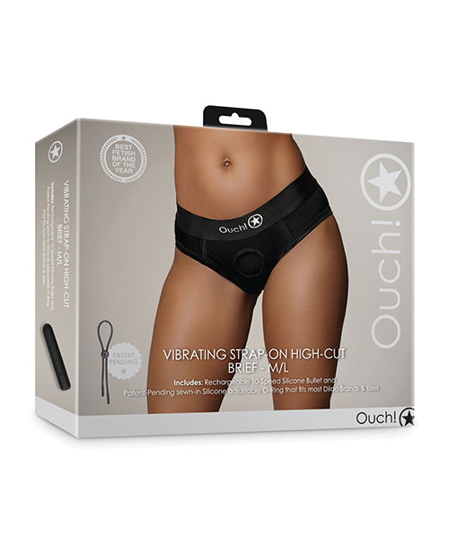 The Soft Hum Shots Ouch Vibrating Strap On High-Cut Brief - Black M/L
