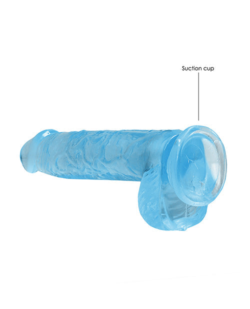 The Soft Hum Shots RealRock Realistic Crystal Clear 6" Dildo w/Balls - Blue