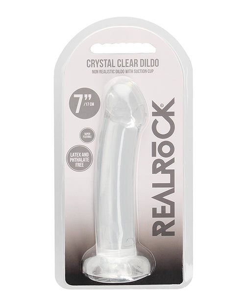 The Soft Hum Shots RealRock Crystal Clear 7" Dildo - Transparent