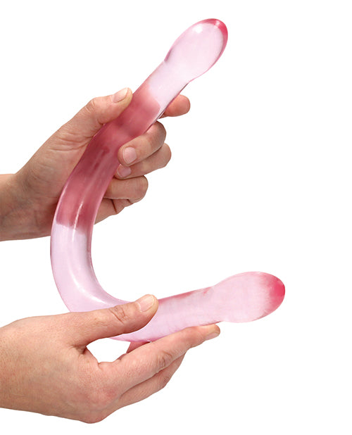 The Soft Hum Shots RealRock Crystal Clear 17" Double Dildo - Pink