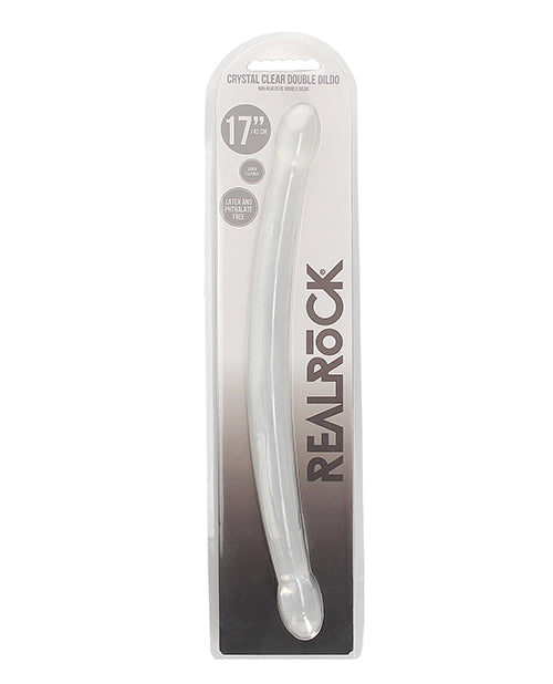 The Soft Hum Shots RealRock Crystal Clear 17" Double Dildo - Transparent