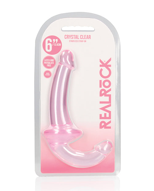 The Soft Hum Shots RealRock Crystal Clear 6" Strapless Strap-On - Pink