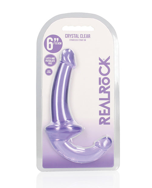 The Soft Hum Shots RealRock Crystal Clear 6" Strapless Strap-On - Purple