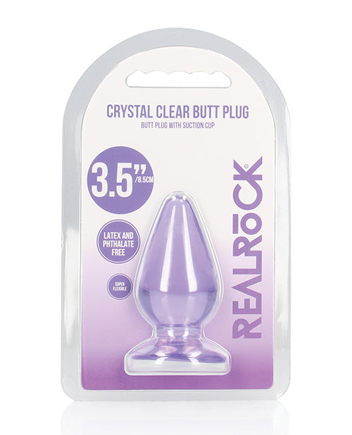 The Soft Hum Shots RealRock Crystal Clear 3.5" Anal Plug - Purple