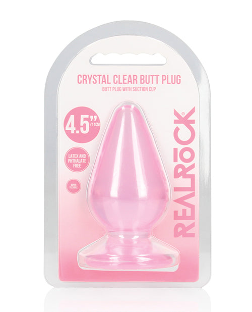 The Soft Hum Shots RealRock Crystal Clear 4.5" Anal Plug - Pink