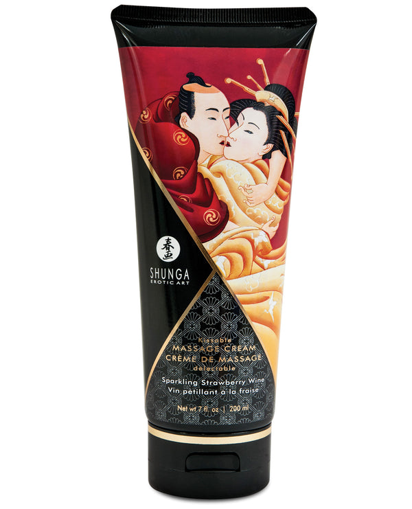 The Soft Hum Shunga Kissable Massage Cream - 7 oz Sparkling Strawberry Wine