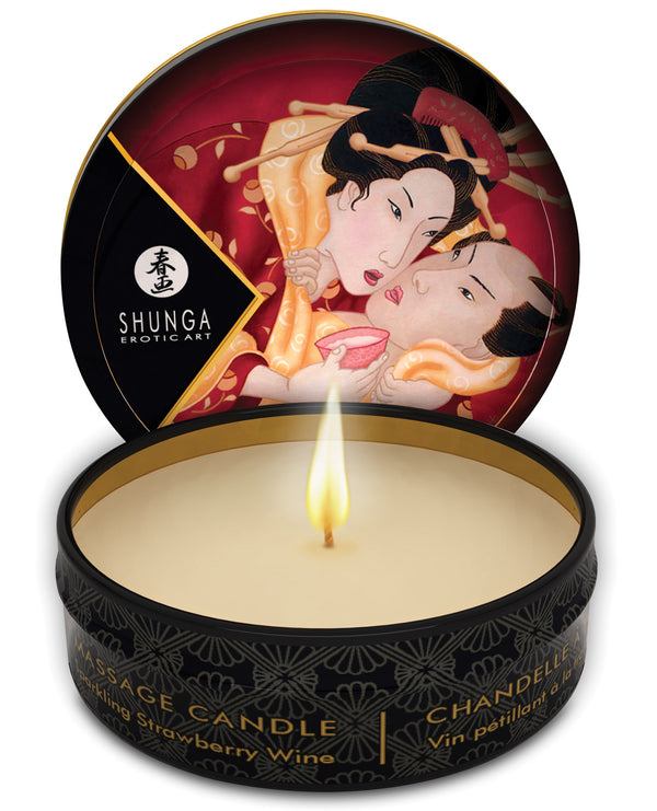 The Soft Hum Shunga Romance Mini Candlelight Massage Candle - 1 oz Sparkling Strawberry Wine