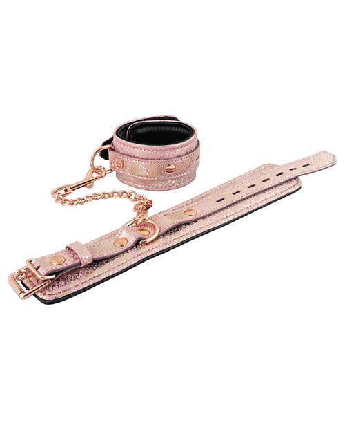 The Soft Hum Spartacus Wrist Restraints w/Leather Lining - Pink Snakeskin Micro Fiber