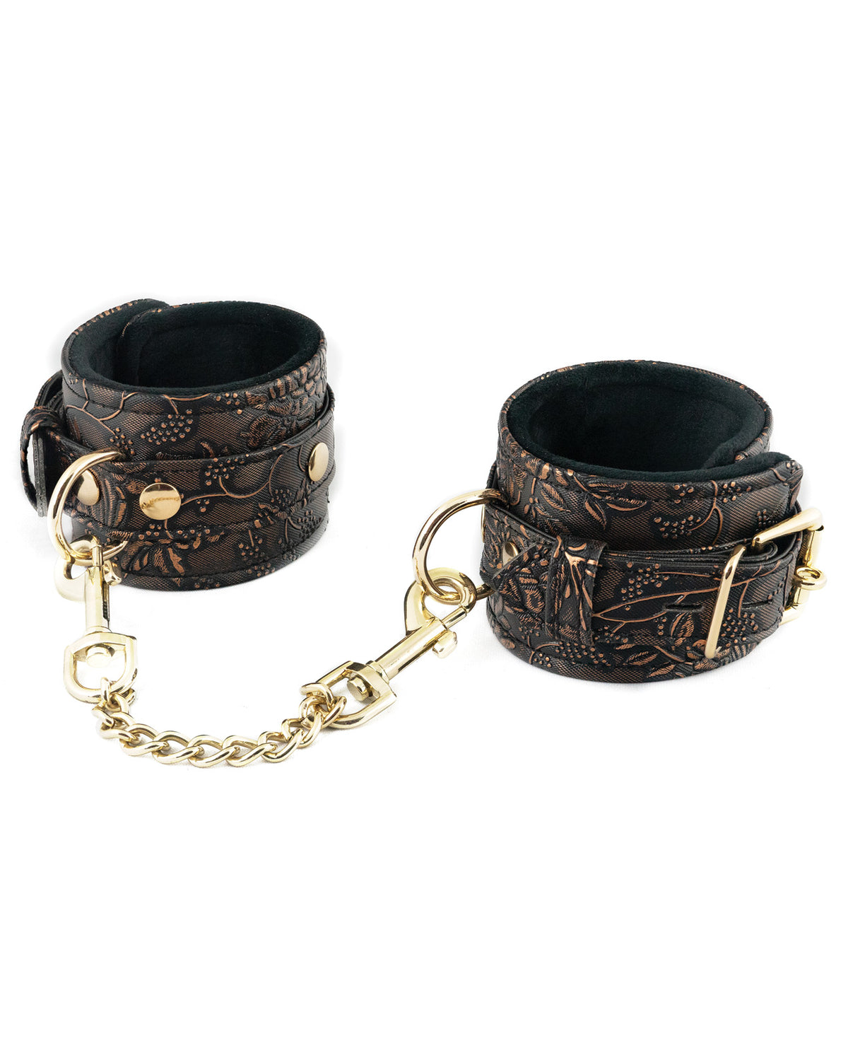 The Soft Hum Spartacus Faux Fur Lining Ankle Restraints - Brown Floral Print