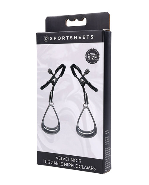 The Soft Hum Sportsheets Velvet Noir Tuggable Nipple Clamps - Black