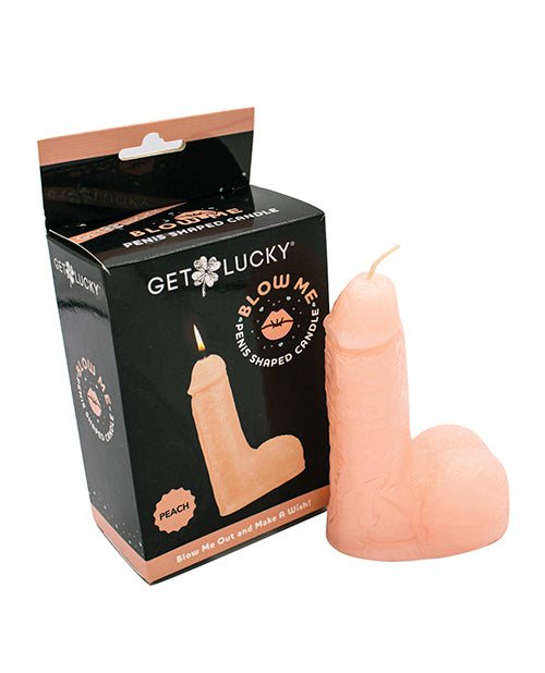 The Soft Hum Get Lucky 5" Blow Me Penis Candle - Peach