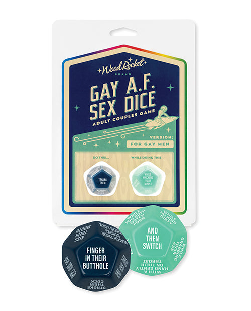The Soft Hum Wood Rocket Gay AF Gay Men Couples Sex Dice Game - Blue