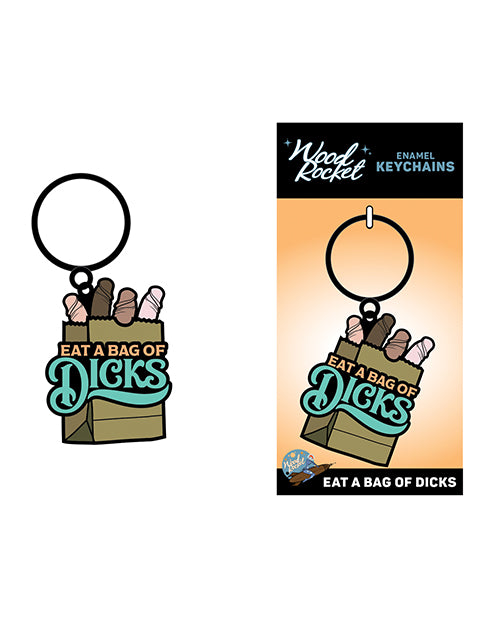 The Soft Hum Wood Rocket Eat A Bag of Dicks Keychain - Tan