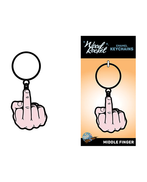 The Soft Hum Wood Rocket Middle Finger Keychain - Pink