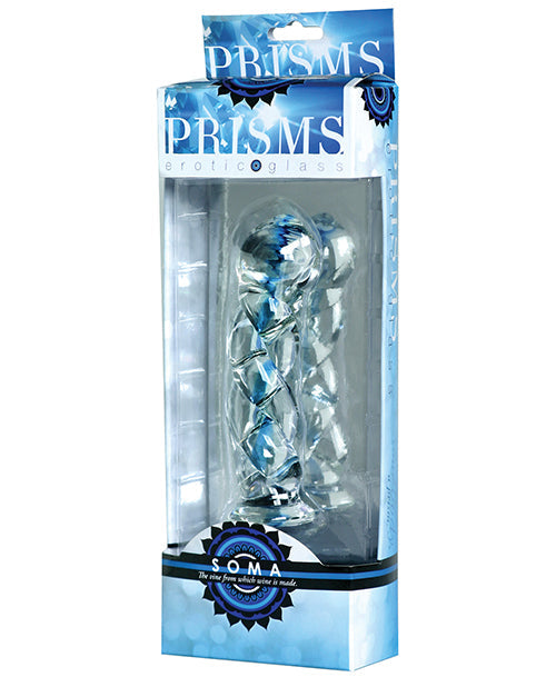 The Soft Hum Prisms Erotic Glass Soma Twisted Dildo - Clear/Blue