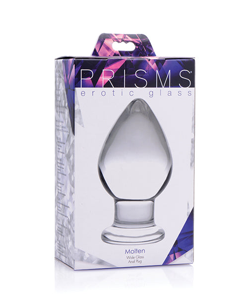 The Soft Hum Prisms Erotic Glass Molten Wide Glass Butt Plug - Clear
