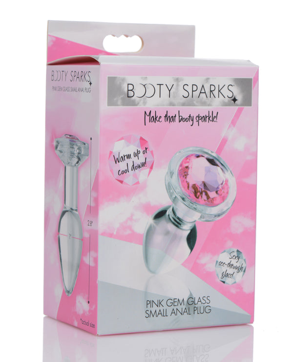 The Soft Hum Booty Sparks Pink Gem Glass Anal Plug - Small