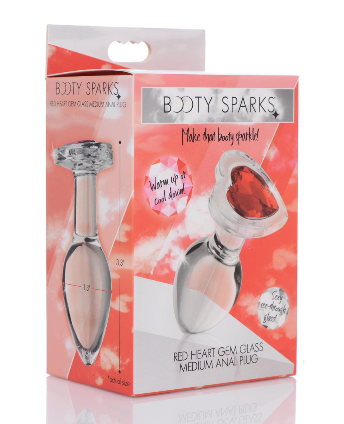 The Soft Hum Booty Sparks Red Heart Gem Glass Anal Plug - Medium