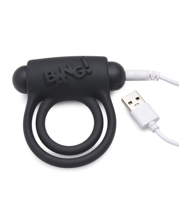 The Soft Hum Bang! Vibrating Cock Ring & Bullet w/Remote Control - Black