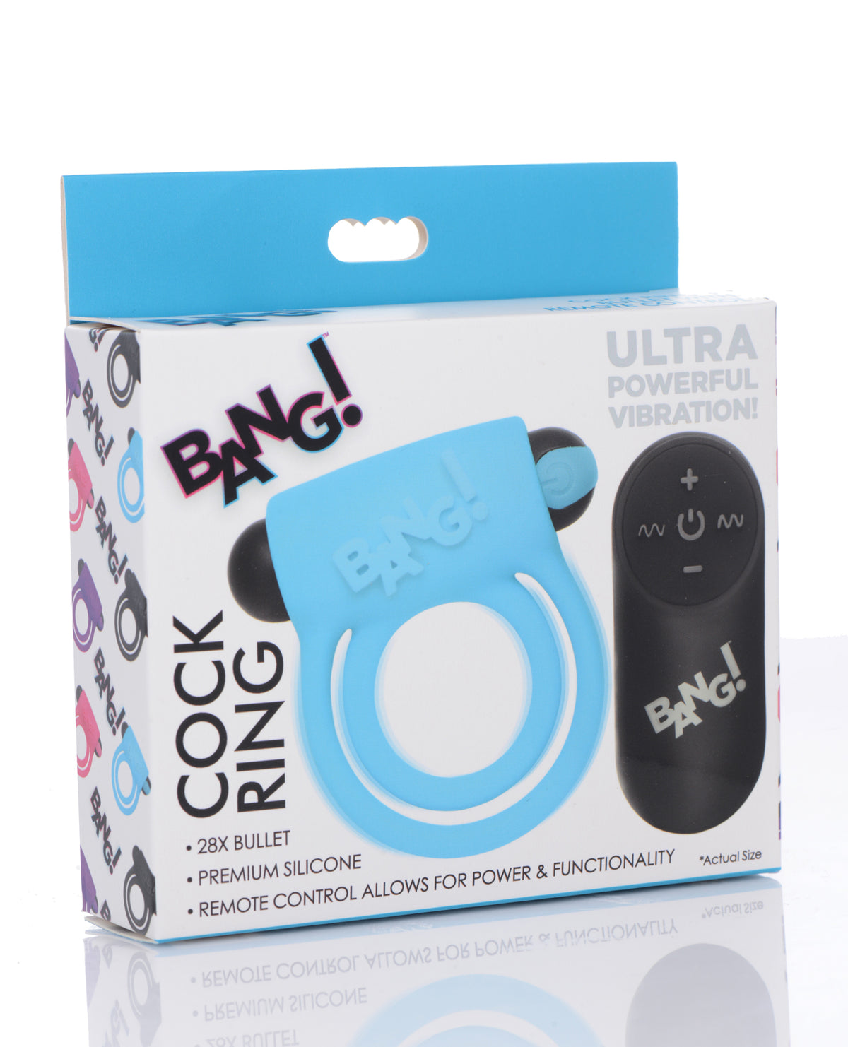 The Soft Hum Bang! Vibrating Cock Ring & Bullet w/Remote Control - Blue