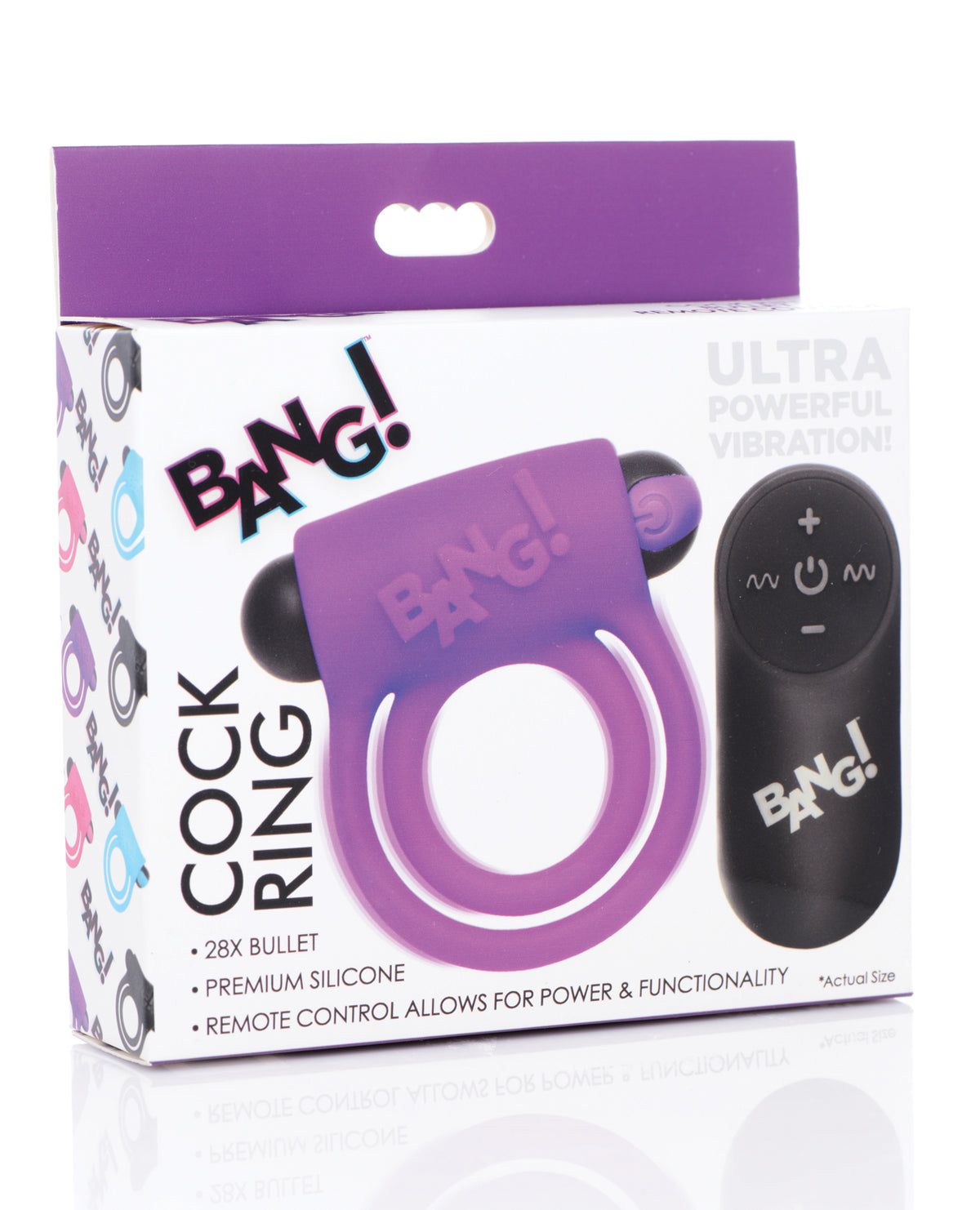 The Soft Hum Bang! Vibrating Cock Ring & Bullet w/Remote Control - Purple