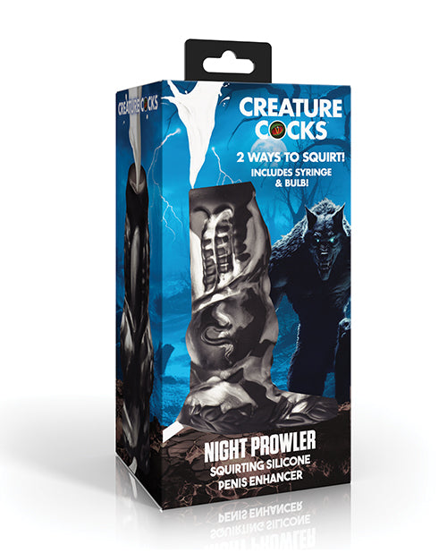 The Soft Hum Creature Cocks Night Prowler Squirting Silicone Penis Enhancer - Silver