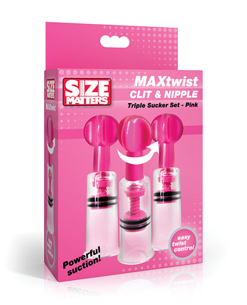 The Soft Hum Size Matters MAXtwist Clit & Nipple Triple Sucker Set - Pink