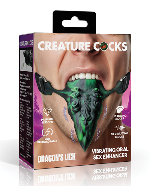 The Soft Hum Creature Cocks Dragon's Lick Vibrating Tentacle Tongue - Green