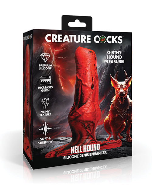 The Soft Hum Creature Cocks Hellhound Silicone Penis Enhancer - Red/Black