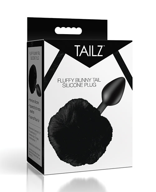 The Soft Hum Tailz Fluffy Bunny Tail Silicone Plug - Black