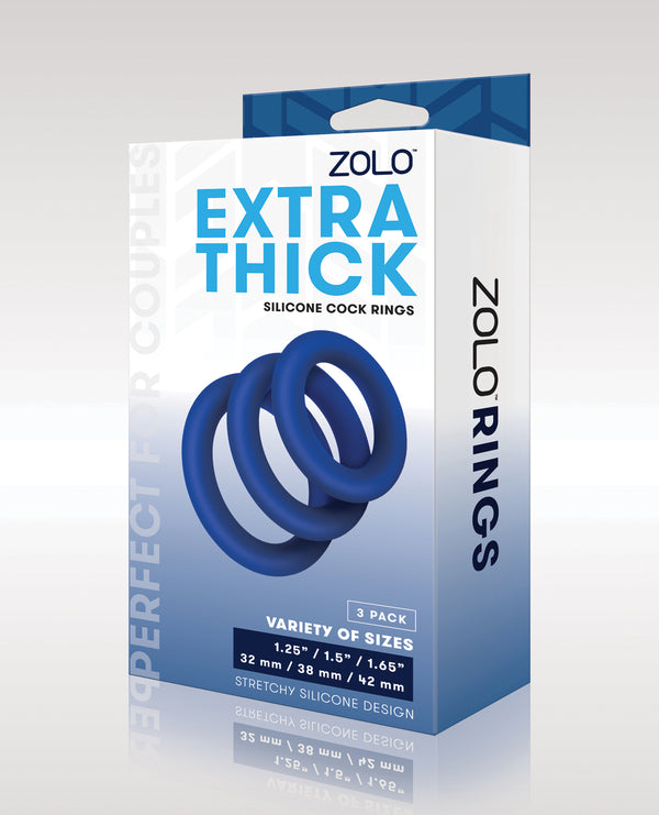 The Soft Hum ZOLO Extra Thick Silicone Cock Rings - Blue Pack of 3