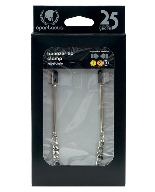 The Soft Hum Spartacus Adjustable Tweezer Nipple Clamps w/Jewel Chain