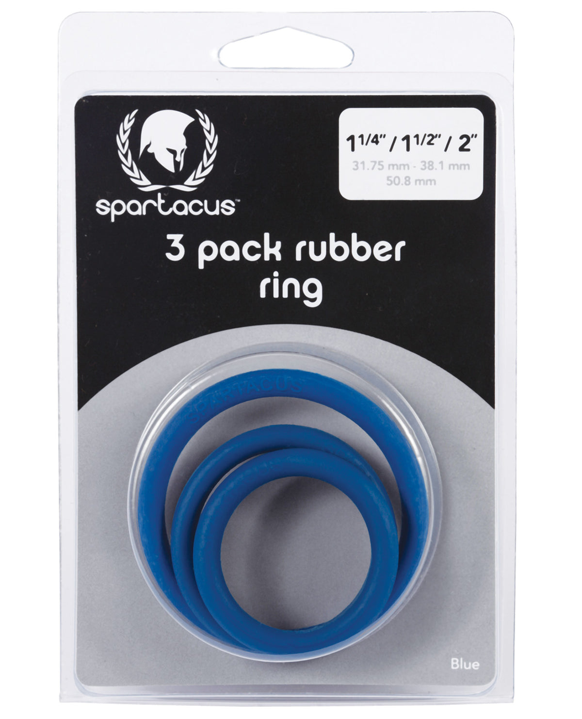 The Soft Hum Spartacus Rubber Cock Ring Set- Blue Pack of 3