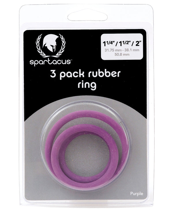 The Soft Hum Spartacus Rubber Cock Ring Set - Purple Pack of 3