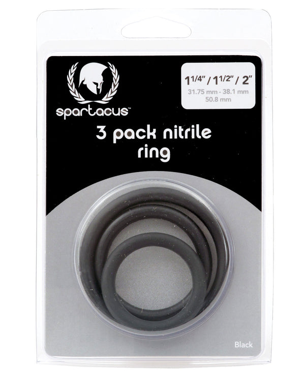 The Soft Hum Spartacus Nitrile Cock Ring Set - Black Pack of 3