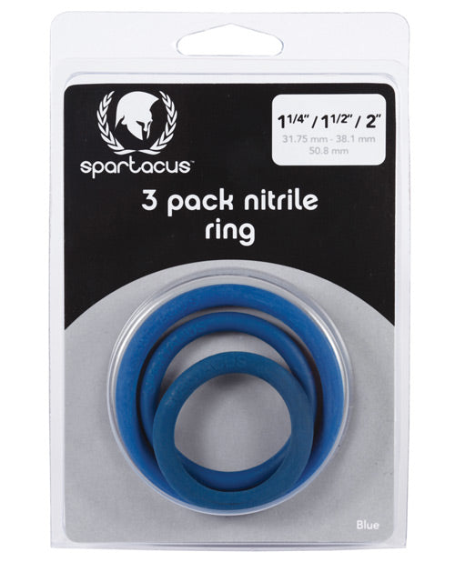 The Soft Hum Spartacus Nitrile Cock Ring Set - Blue Pack of 3