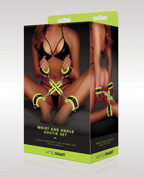 The Soft Hum WhipSmart Glow in the Dark Wrist &amp; Ankle Hogtie Set - Green