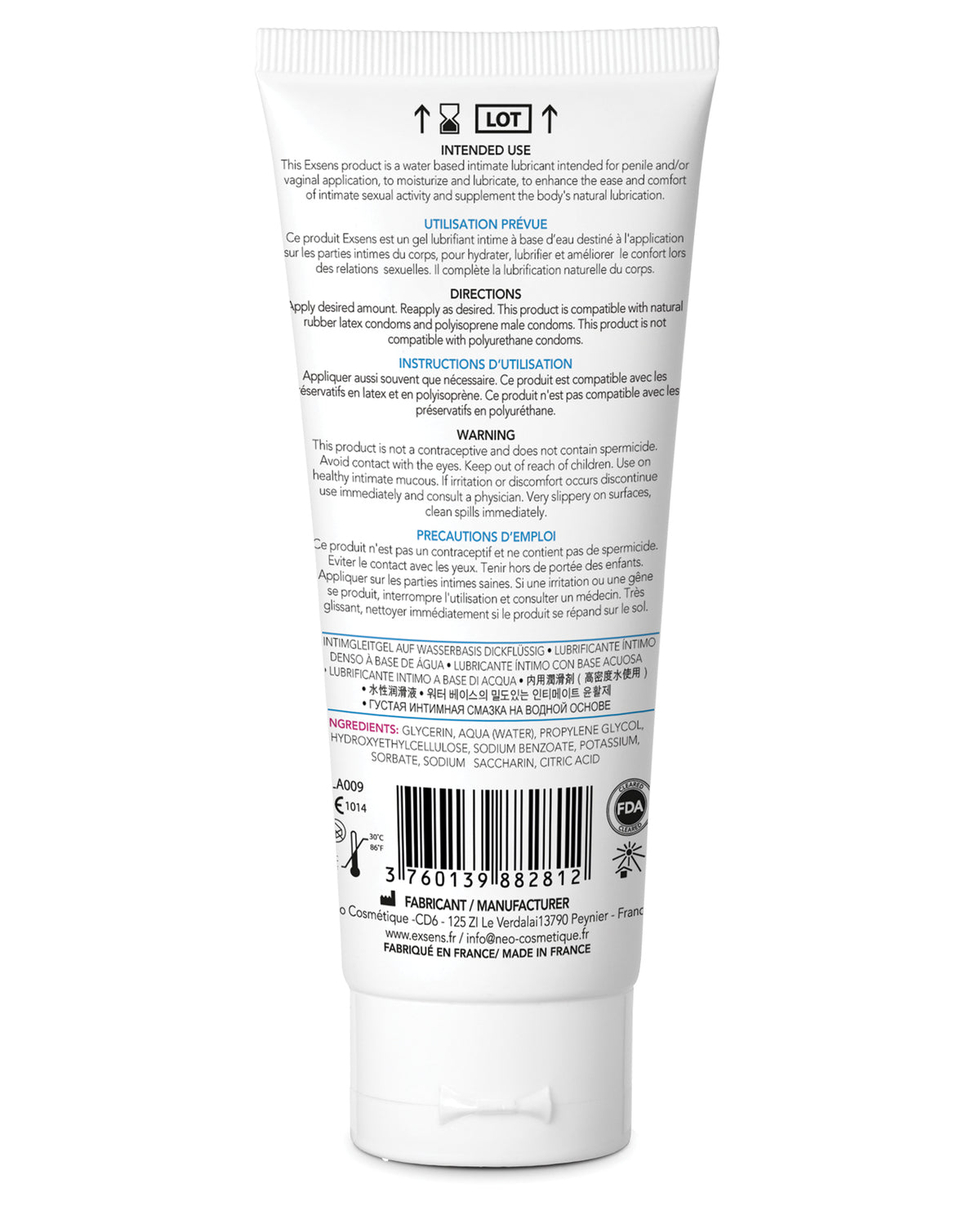 The Soft Hum EXSENS of Paris Personal Water Based Lubricant - Pure Aqua