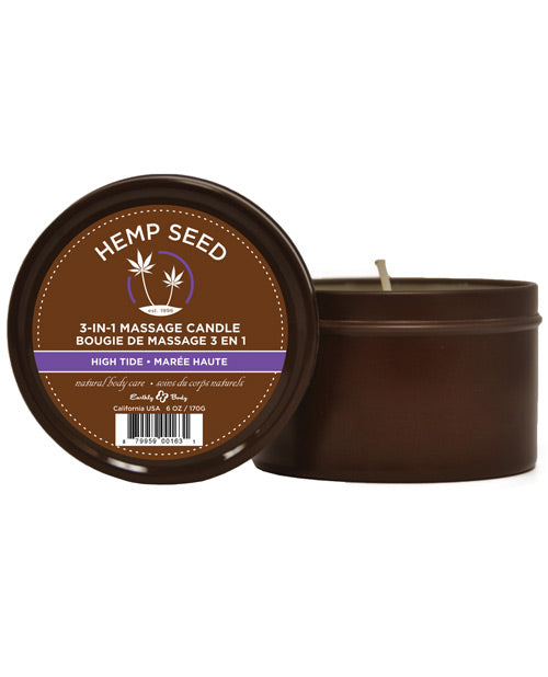 The Soft Hum Earthly Body Suntouched Hemp Candle - 6 oz Round Tin High Tide