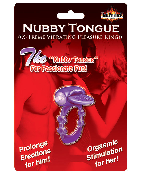 The Soft Hum Nubby Tongue X-Treme Vibrating Pleasure Ring - Purple