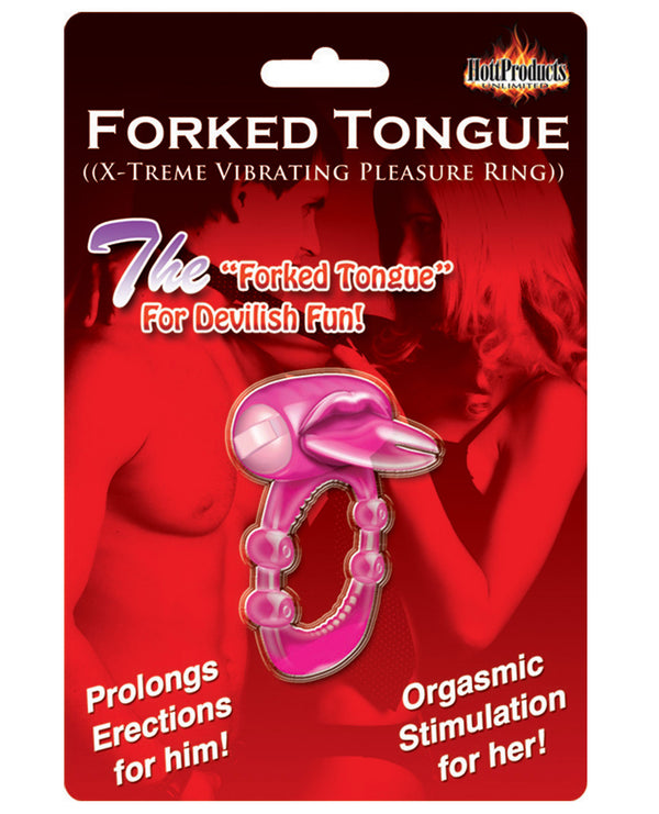 The Soft Hum Forked Tongue X-treme Vibrating Pleasure Ring - Magenta