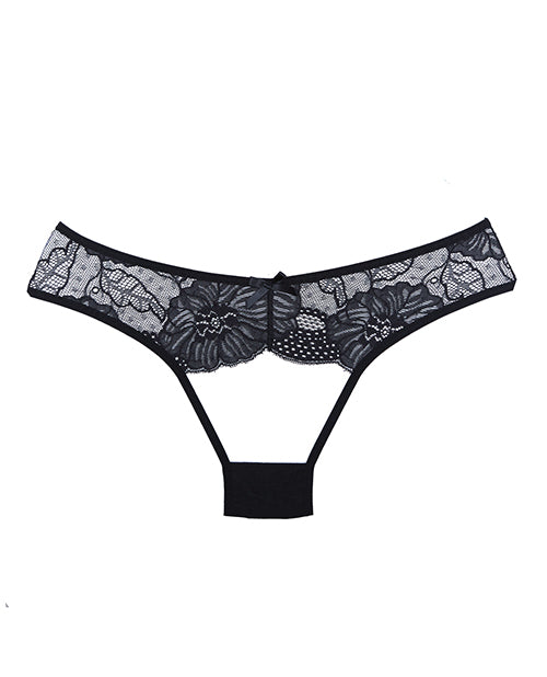 Adore Kiss Mesh &amp; Lace Open Panty Black O/S (2)
