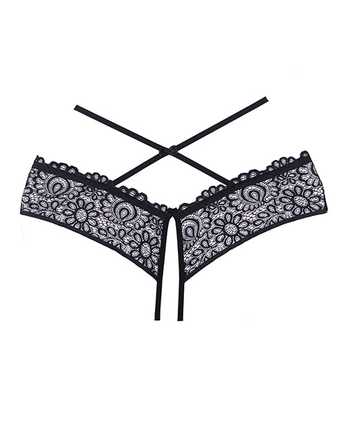 Adore Crayzee Open Panty w/Criss Cross Waist Straps &amp; Lace Black O/S (2)