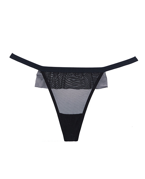 Adore Black Tie Mesh Front w/Flounce Open Bow Back Panty Black O/S (2)